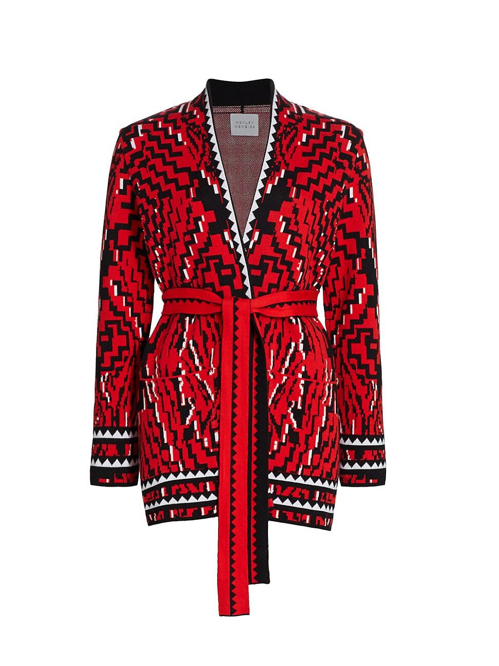 COTTON JACQUARD CARDIGAN RED