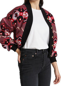 Cotton/Merino Jacquard Bomber Jacket